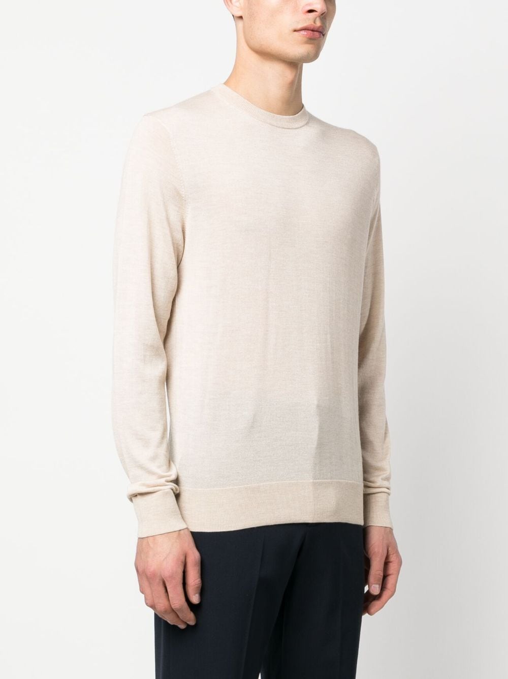 Shop Corneliani Fine-knit Long-sleeve Jumper In Nude