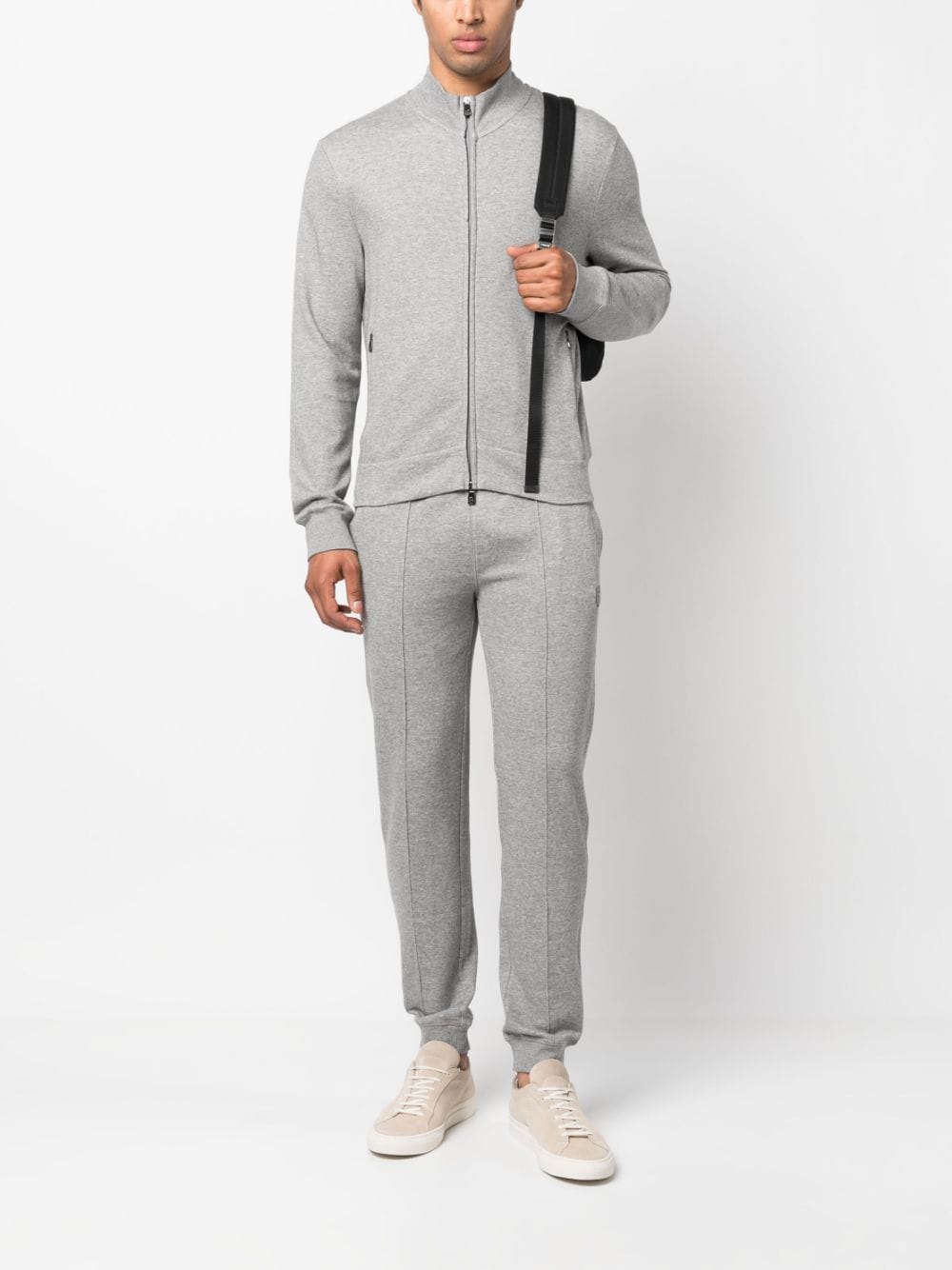 Shop Corneliani Elastic-waist Straight-leg Track Pants In Grau