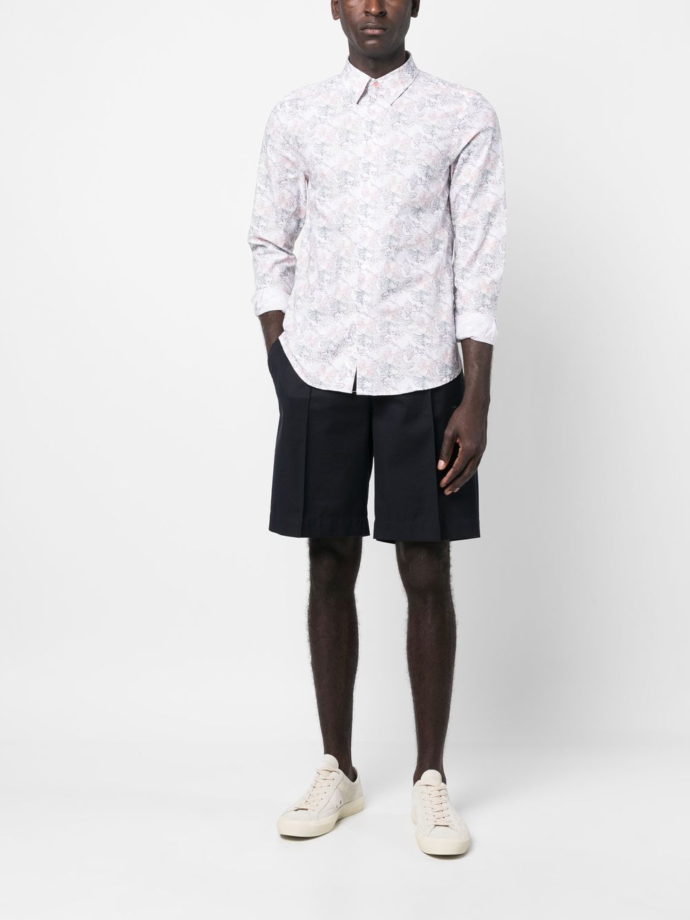 Shop Ps By Paul Smith Ocean-print Organic Cotton Shirt In Weiss