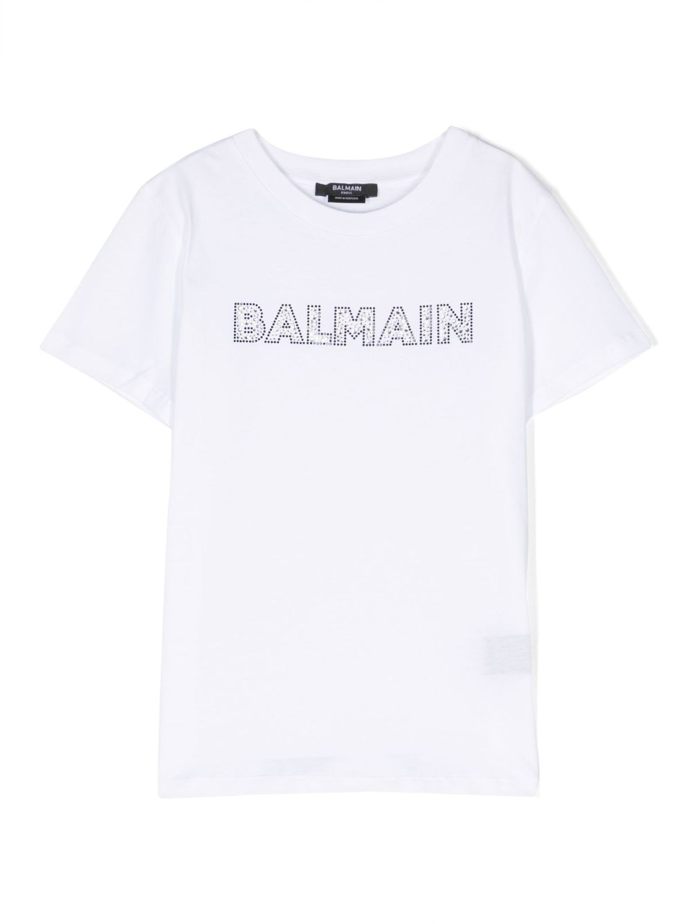 Balmain Stud-embellished Logo Cotton T-shirt In Weiss