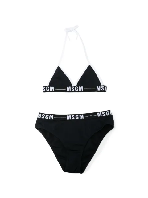 MSGM Kids logo-print strap bikini