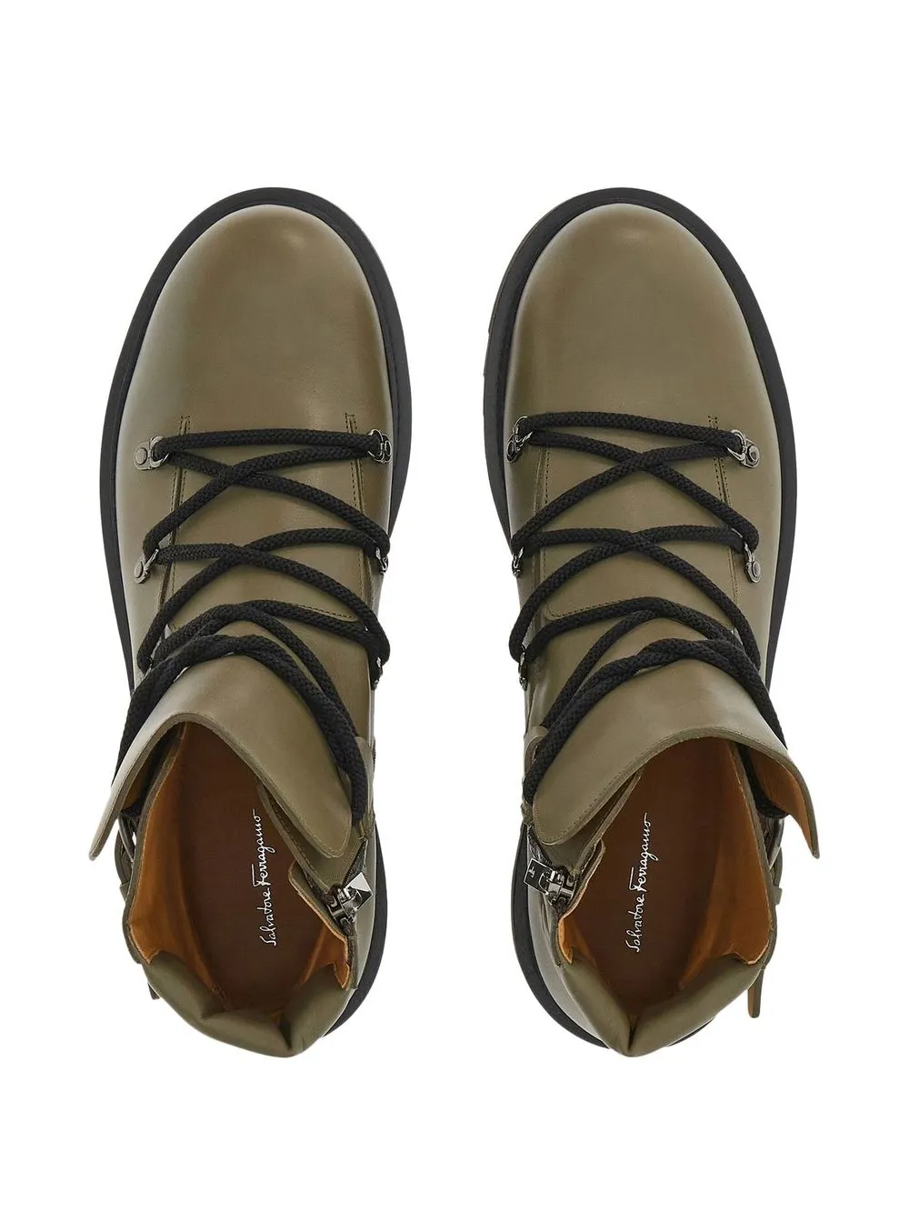 Ferragamo Leren laarzen Groen