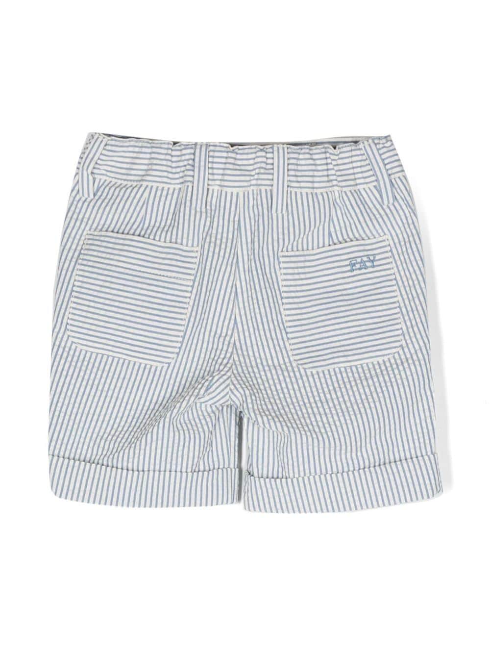 Shop Fay Stripe-print Turn-up Shorts In Blue