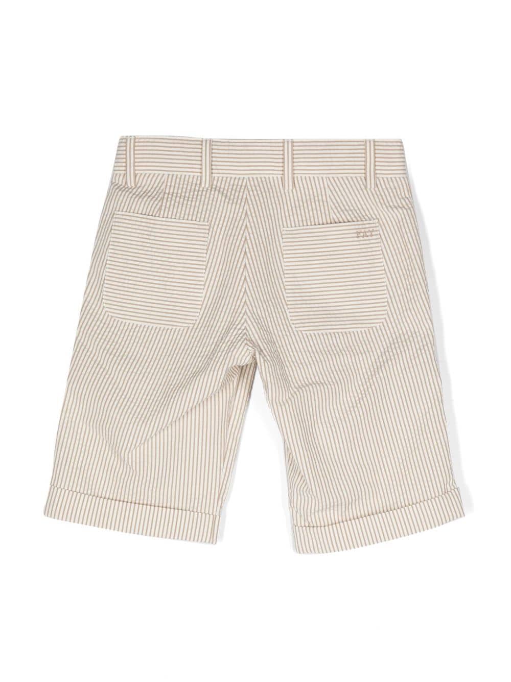 Shop Fay Stripe-print Turn-up Shorts In Neutrals