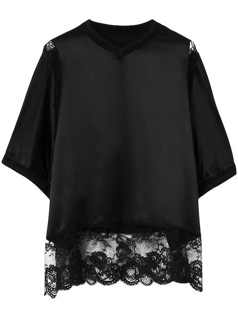 Burberry lace-pattern V-neck T-Shirt 