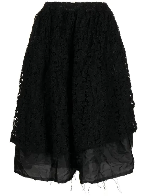 Comme Des Garçons Comme Des Garçons lace-detail layered midi skirt