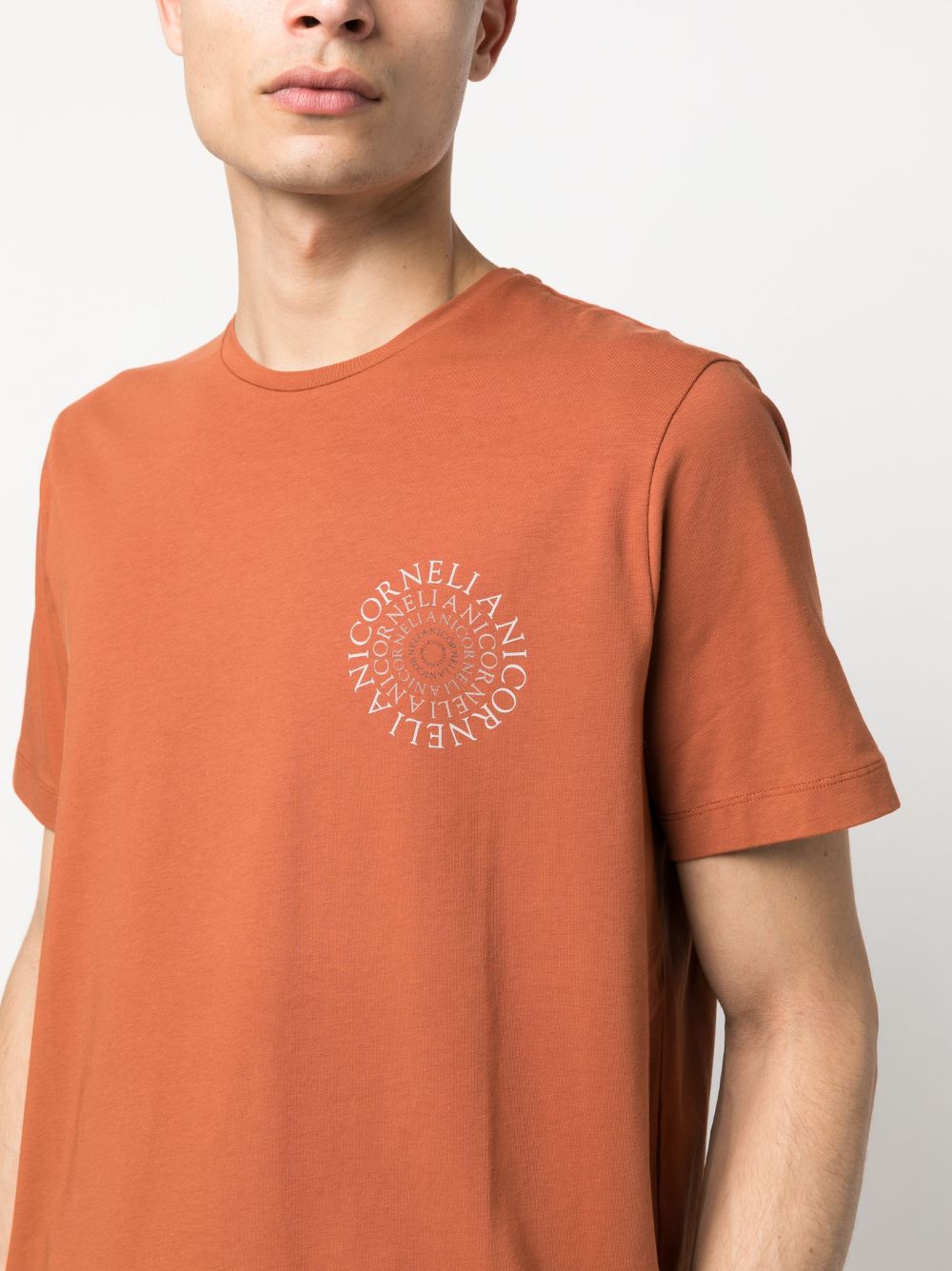 Shop Corneliani Logo-print Stretch-cotton T-shirt In Orange