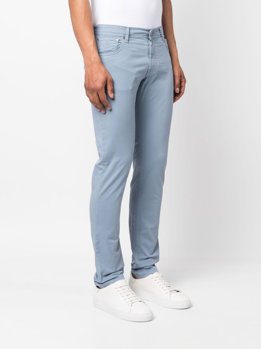 Shop Corneliani Low-rise Skinny Trousers In Blue