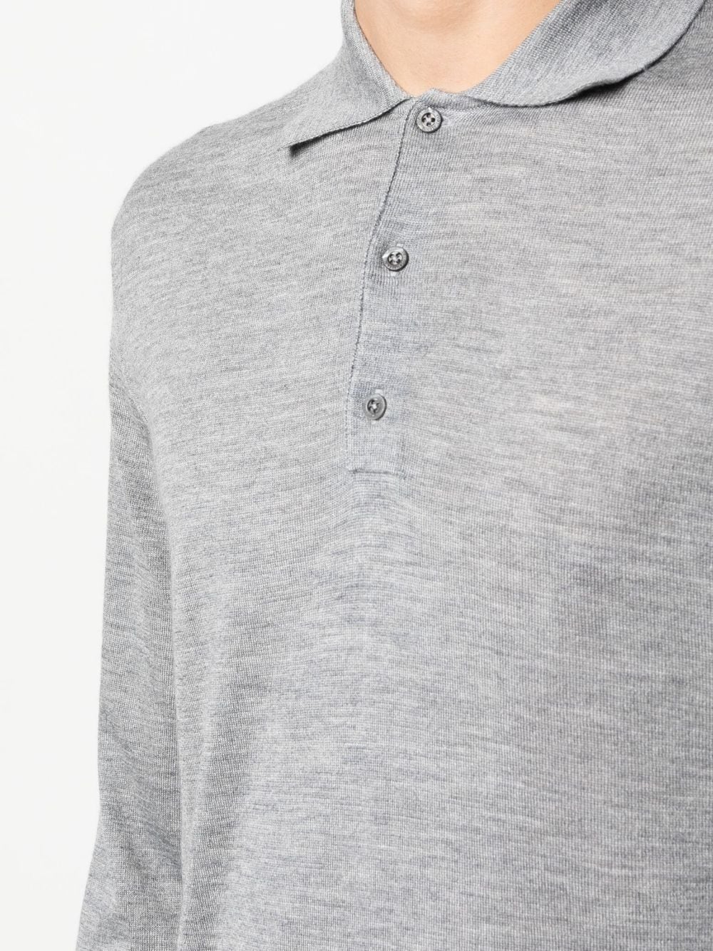 Shop Corneliani Fine-knit Long-sleeve Polo Shirt In Grey
