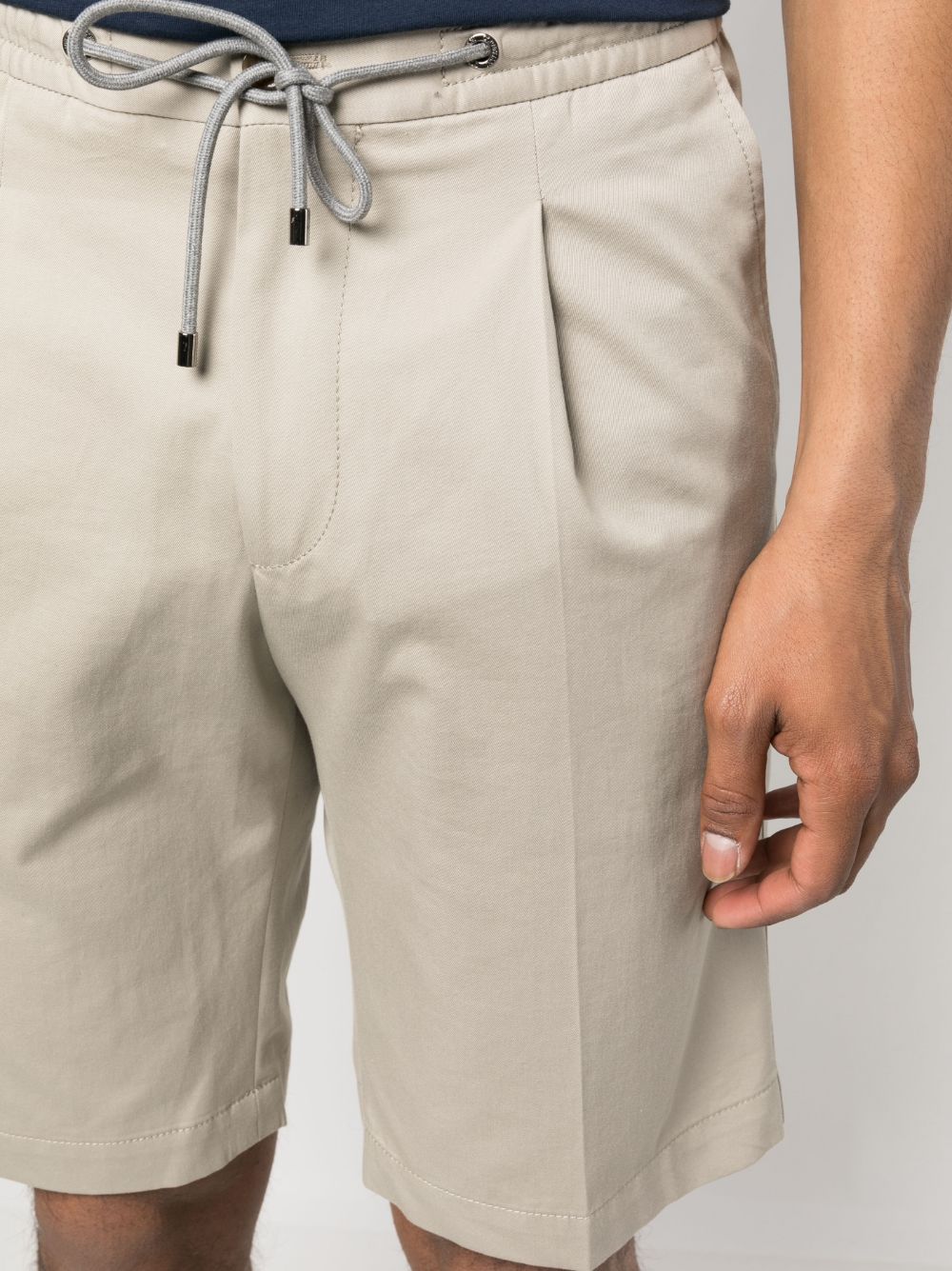 Shop Corneliani Drawstring-waist Chino Shorts In Nude