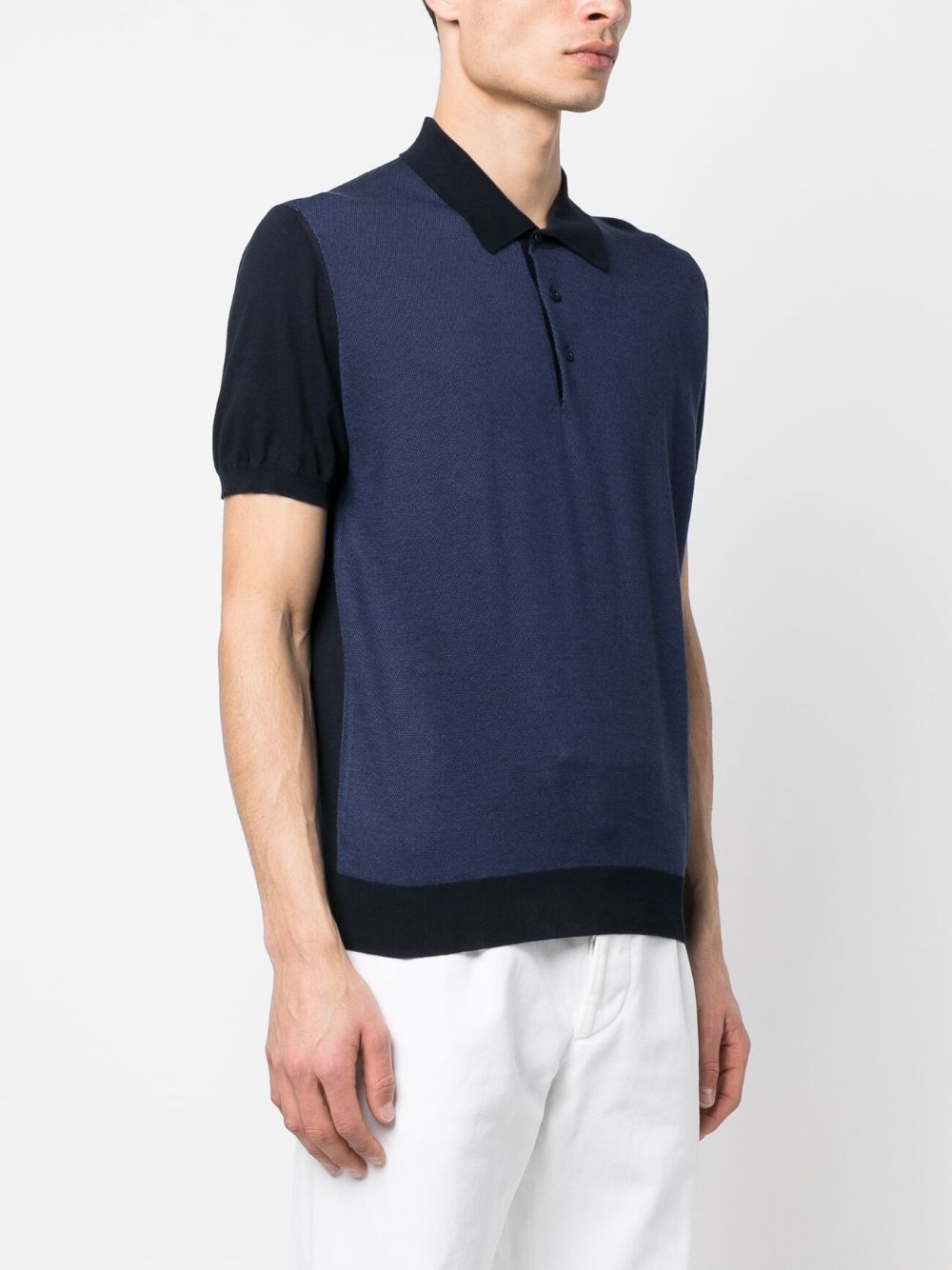 Shop Corneliani Two-tone Short-sleeve Polo Shirt In Blau