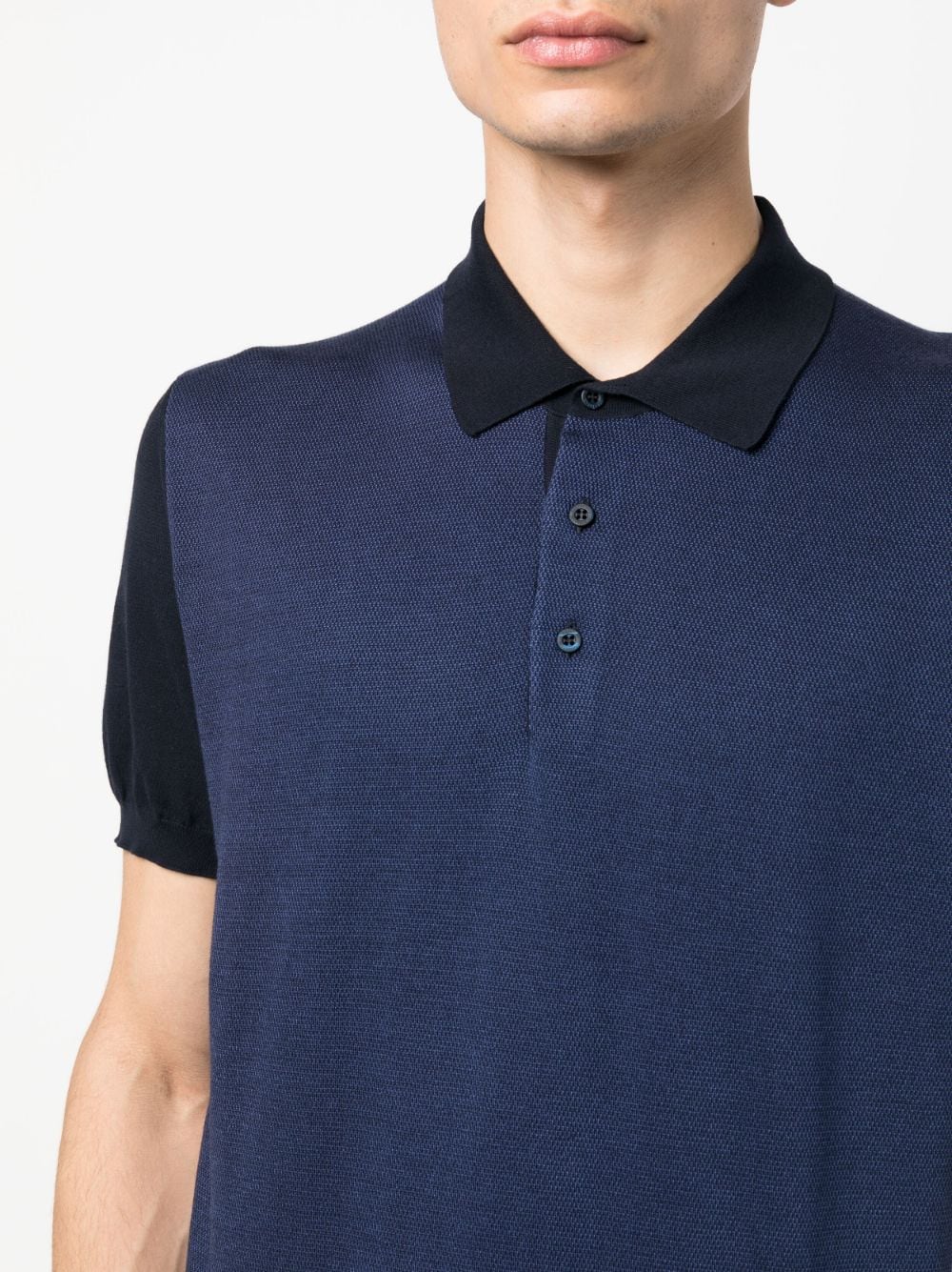 Shop Corneliani Two-tone Short-sleeve Polo Shirt In Blau