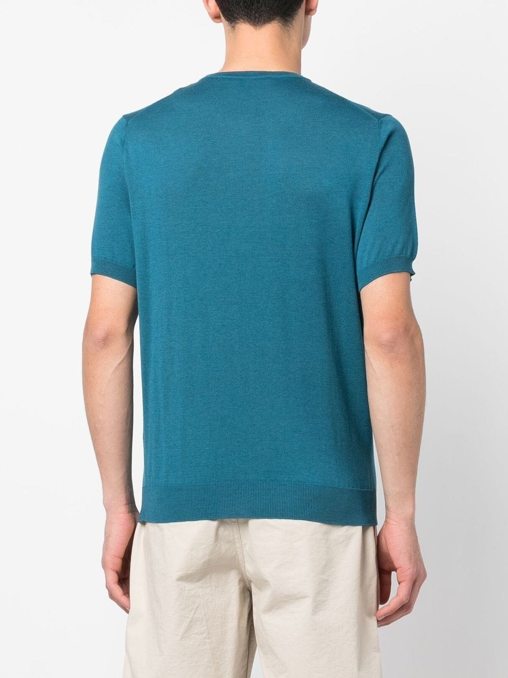 Shop Corneliani Silk-cotton Short-sleeve T-shirt In Blau