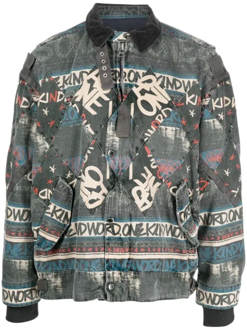 sacai slogan-print bomber jacket 