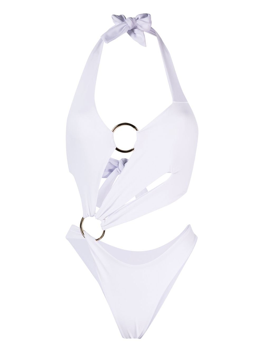 Shop Louisa Ballou Halter Neck Cut-out Design One-piece In White