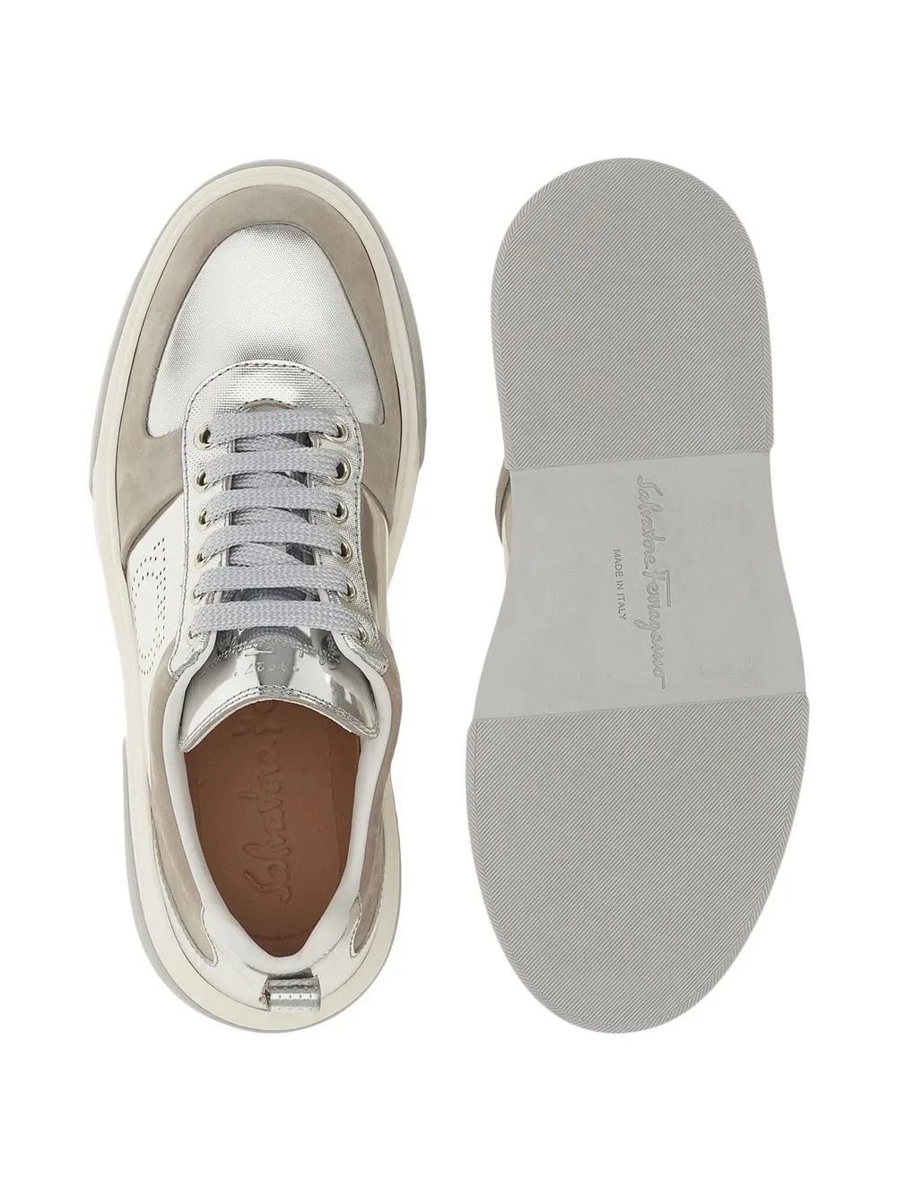 Ferragamo Gancini leren sneakers Grijs