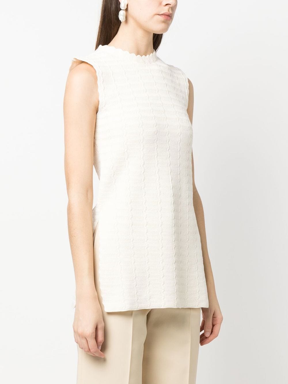 Shop Jil Sander Sleeveless Zigzag-pattern Sweatshirt In Weiss
