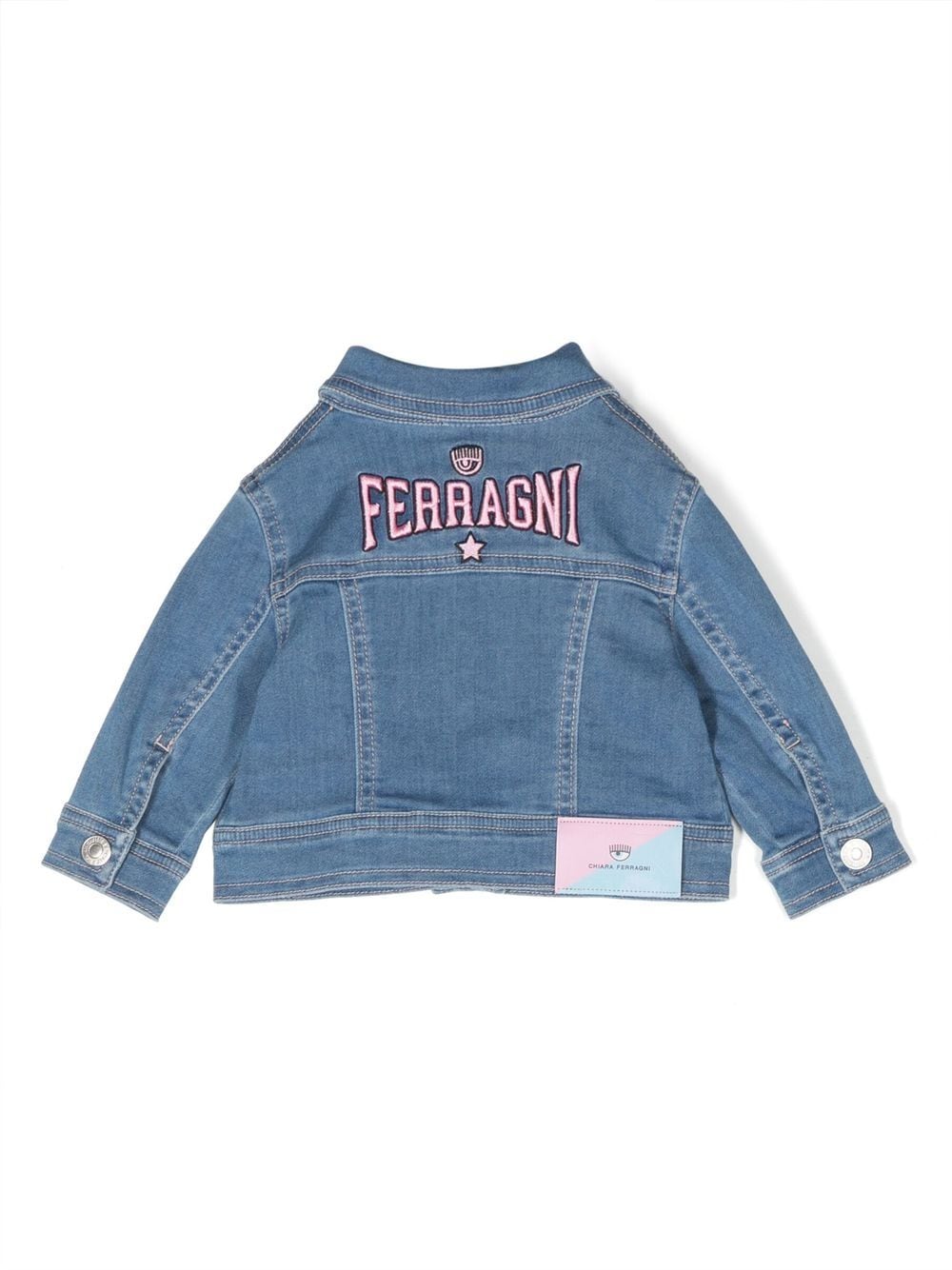 Shop Chiara Ferragni Logo-embroidered Denim Jacket In 蓝色