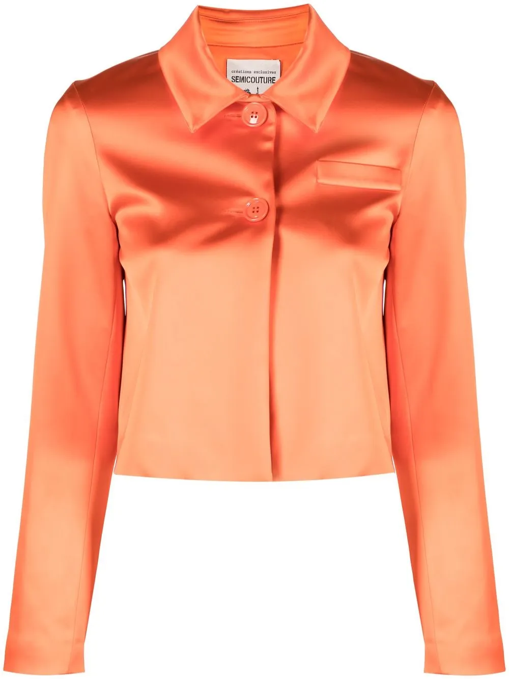 

Semicouture cropped satin-finish jacket - Orange