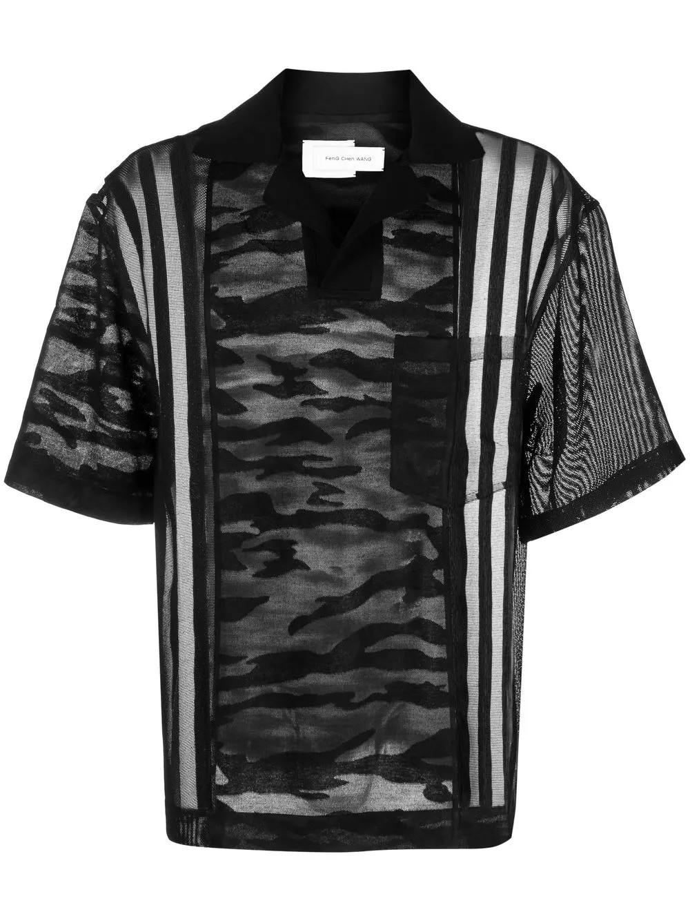 

Feng Chen Wang semi-sheer polo shirt - Black