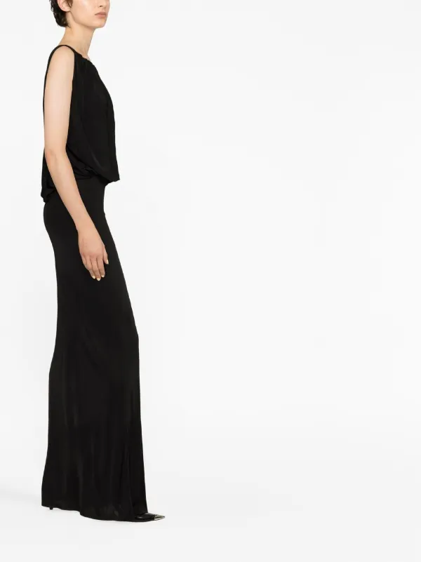 【Saint Laurent】JERSEY SLEEVELESS DRESS BLACK Saint Laurent Draped Sleeveless Jersey Dress | Black | FARFETCH