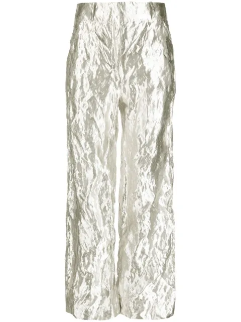 Paco Rabanne metallic-sheen crinkled trousers