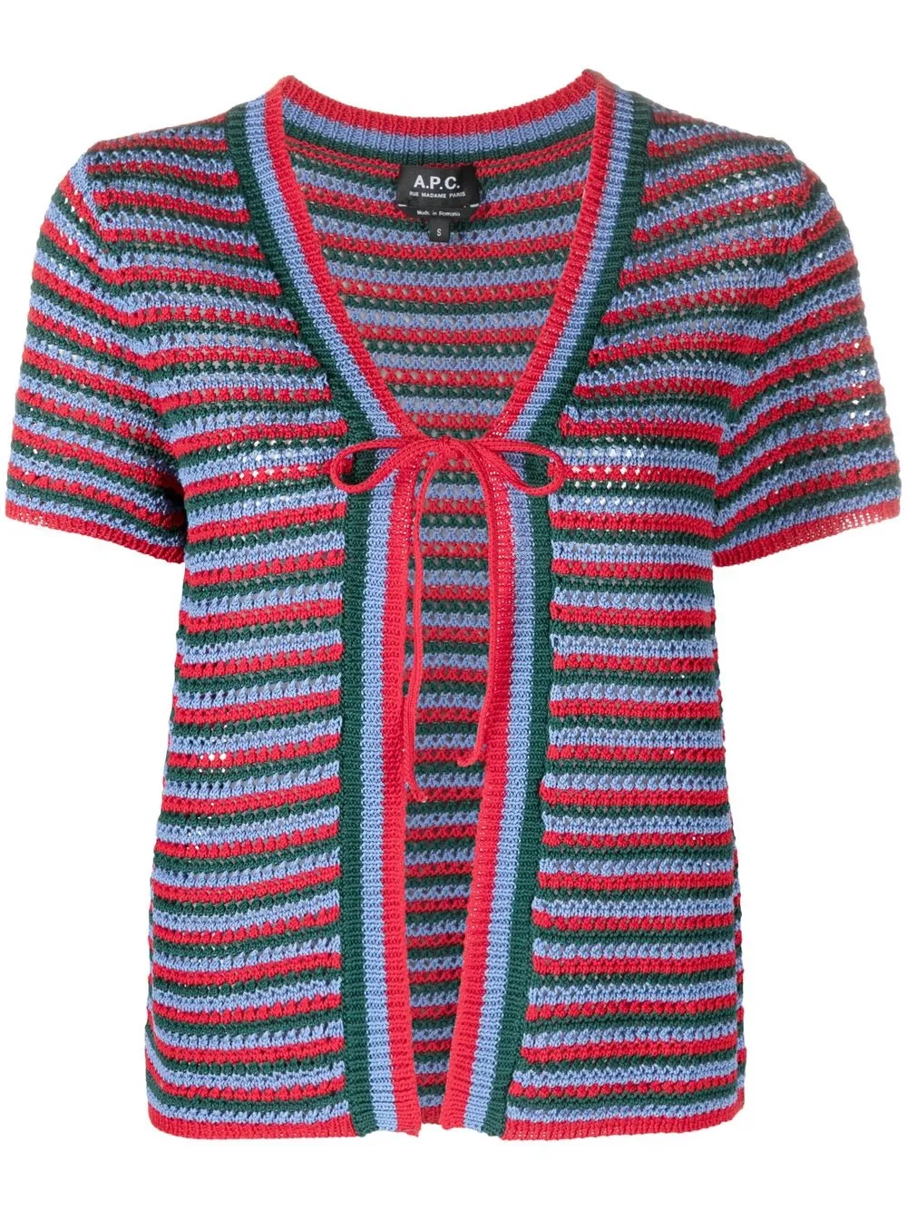 APC STRIPED TIE-FRONT CARDIGAN