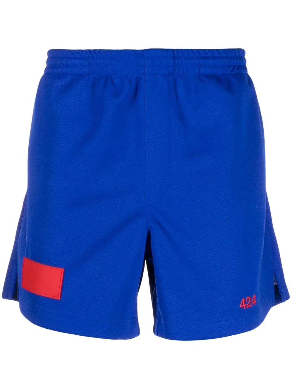 

424 contrasting-patch track shorts - Blue