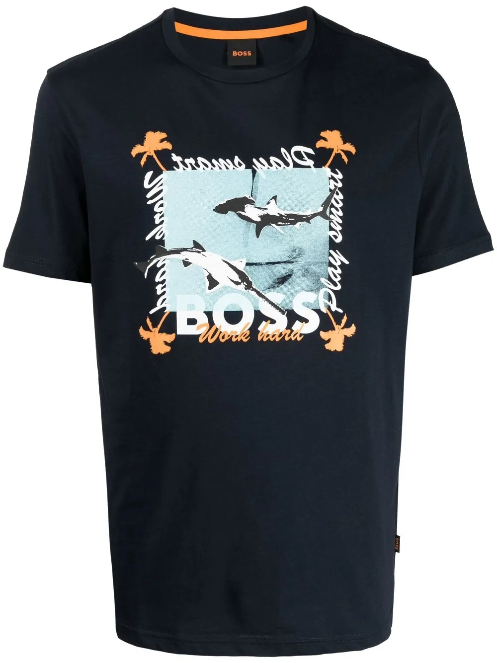 

BOSS logo-print cotton T-shirt - Blue