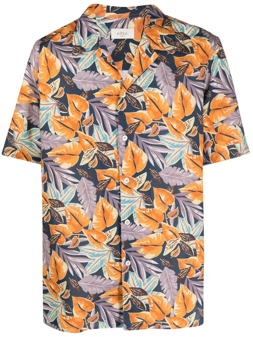 

Altea leaf-print shortsleeved shirt - Blue