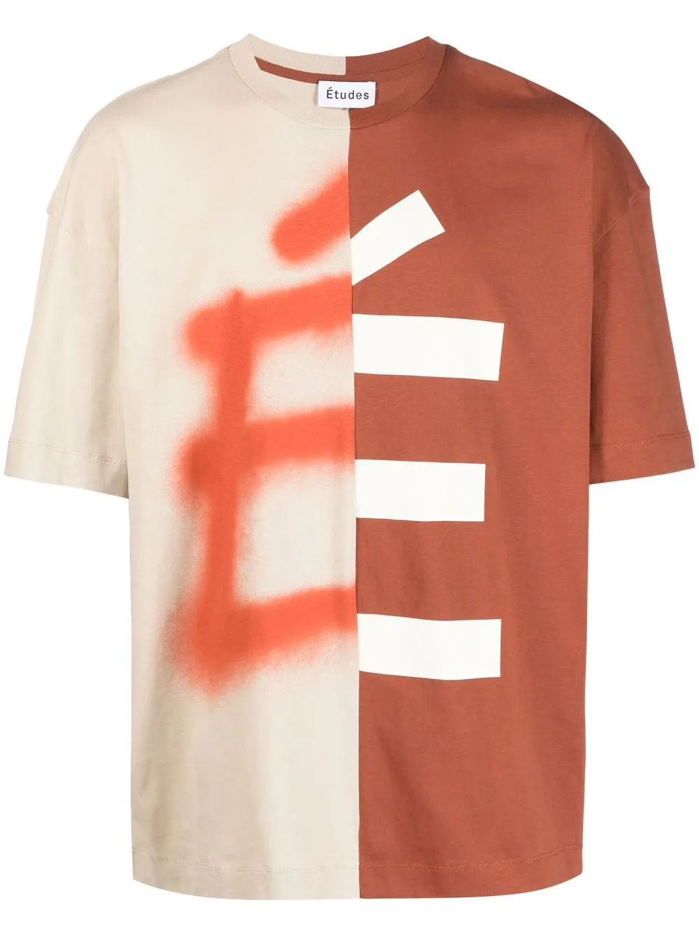 Etudes Studio Logo-print Two-tone T-shirt In Neutrals