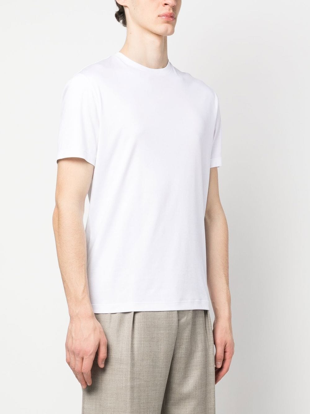 Shop Giorgio Armani Plain Cotton T-shirt In Weiss