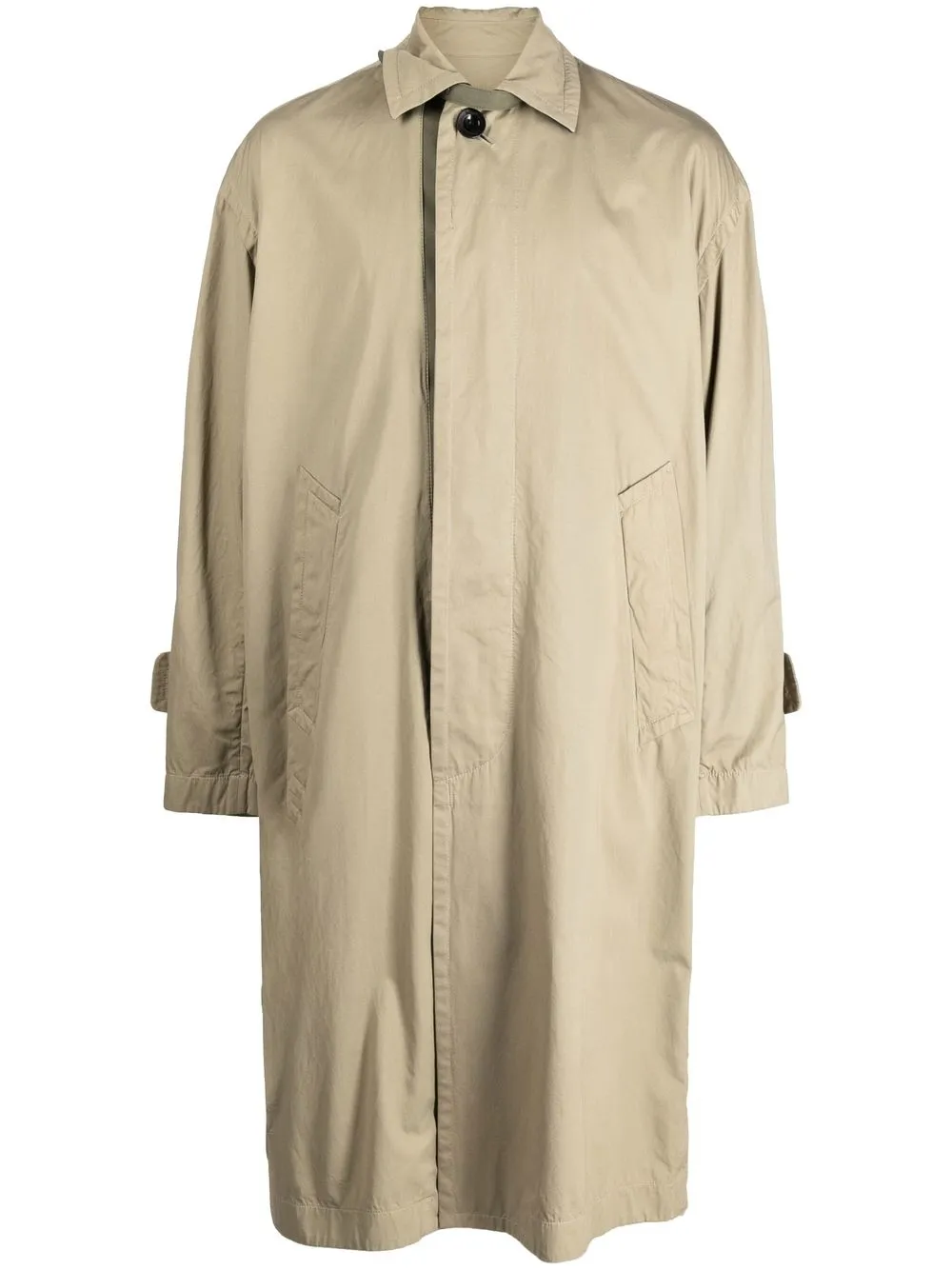 

sacai slogan-embroidered cotton trench coat - Brown