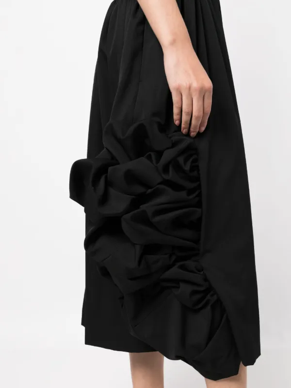 Comme Des Garçons gathered-detailing Midi Skirt | Black