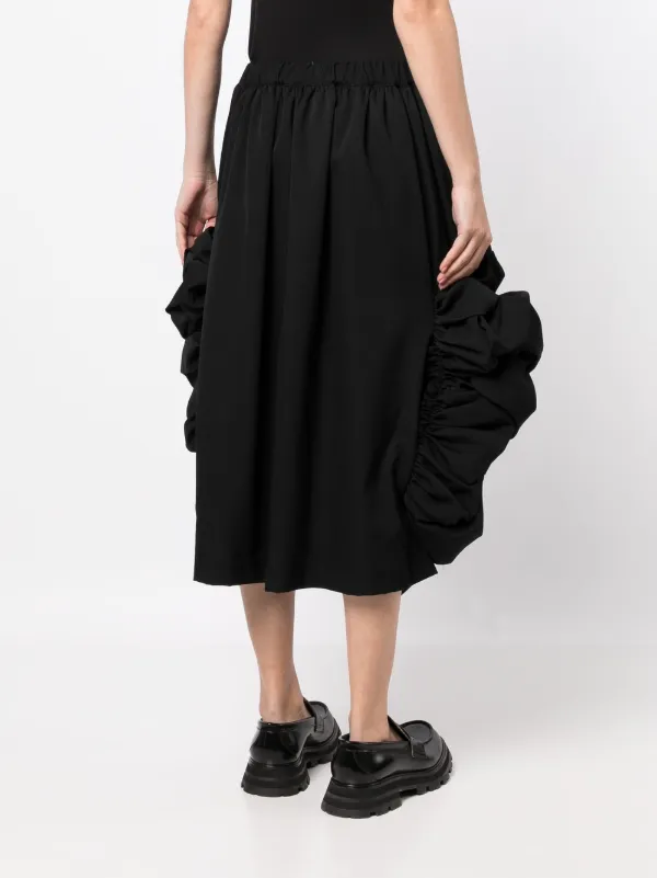 Comme des Garçons 2011 Gather Skirt COMME des GARCONS Floral Printed Chiffon Gather Skirt Black