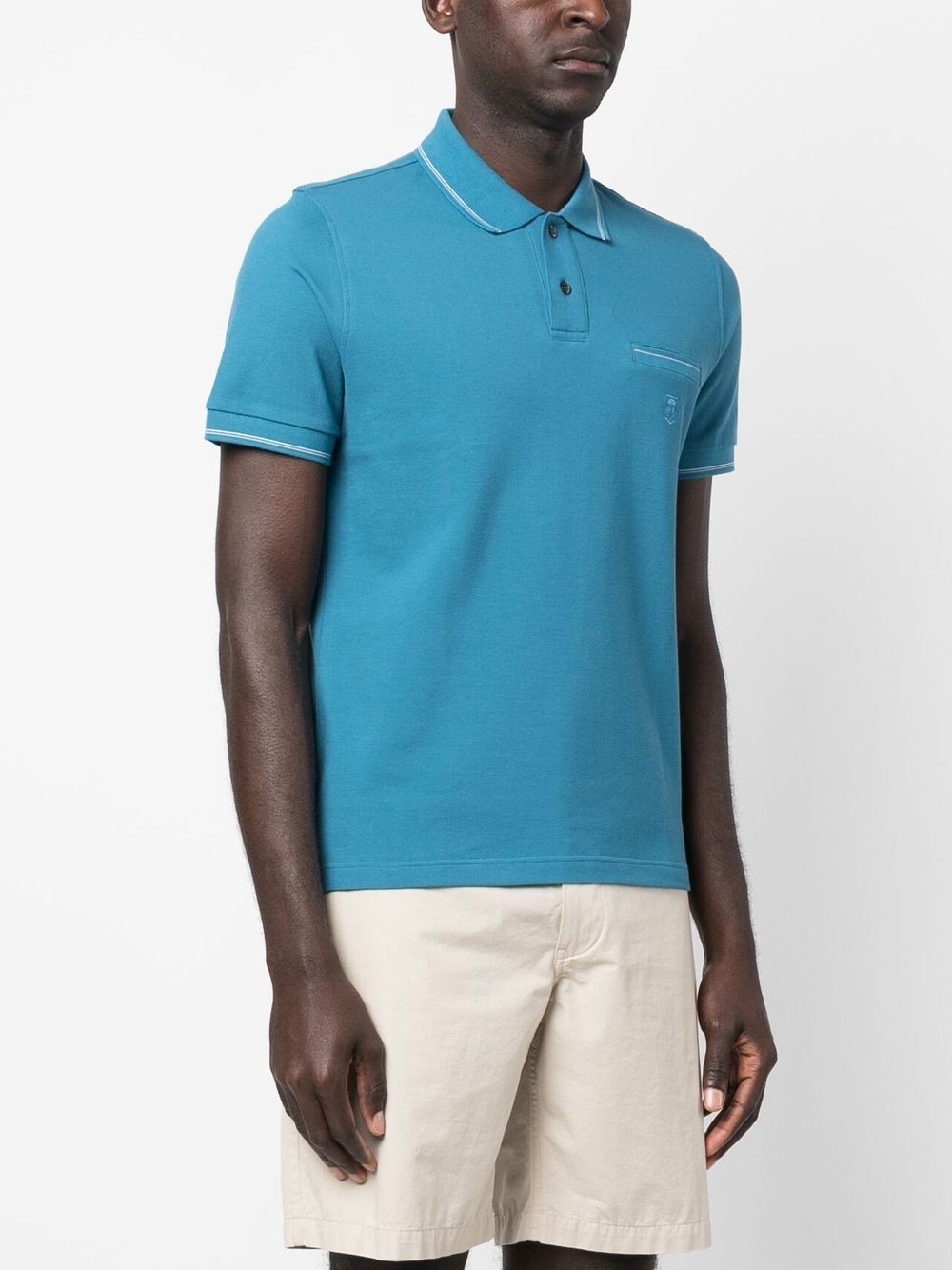 Shop Corneliani Short-sleeve Cotton Polo Shirt In Blau