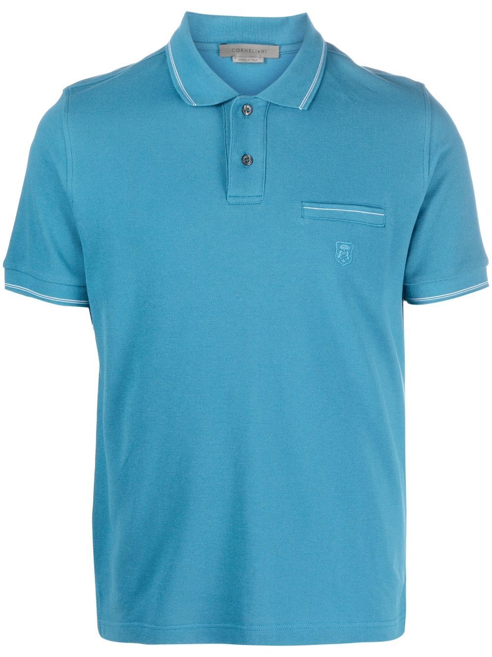Corneliani Short-sleeve Cotton Polo Shirt In Blau