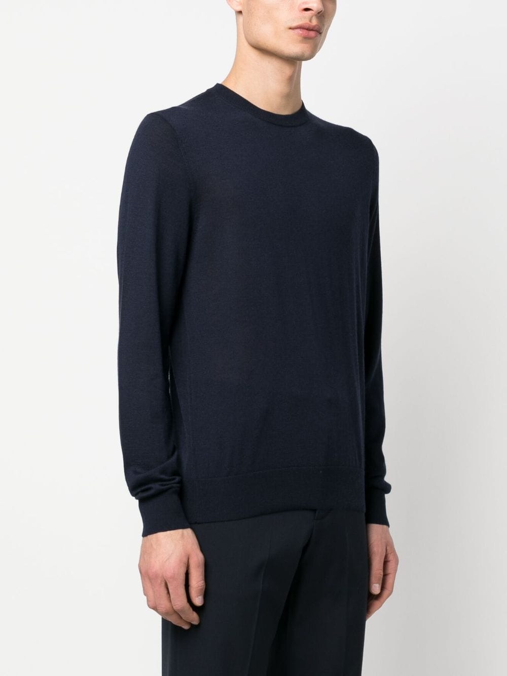 Shop Corneliani Fine-knit Long-sleeve Jumper In Blau