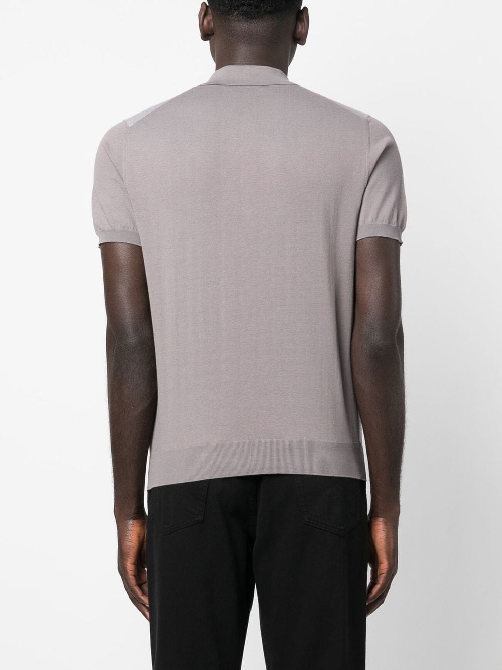 Shop Corneliani Short-sleeve Cotton-silk Polo Shirt In Grau