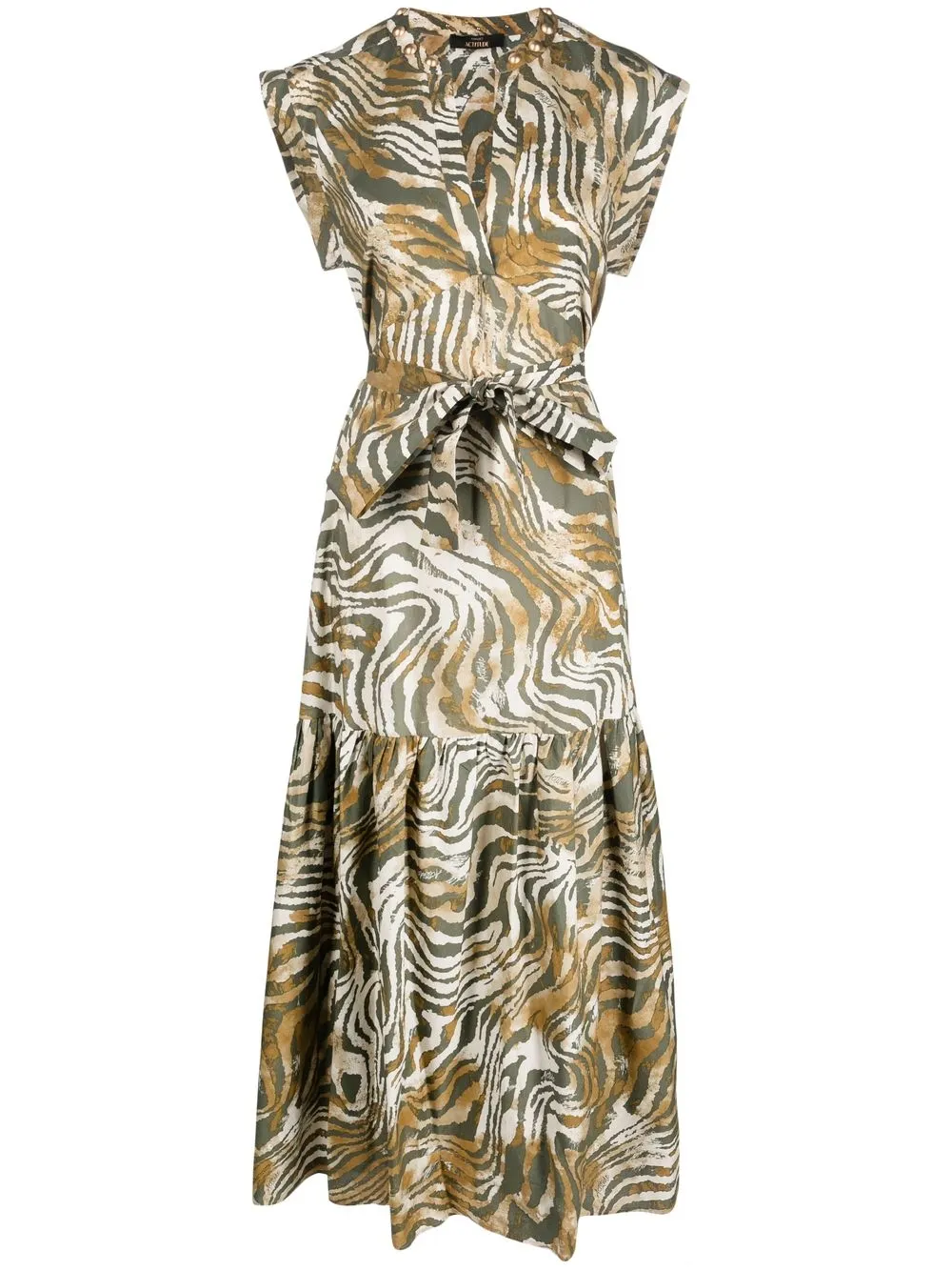 

TWINSET tied-waist animal-print dress - Neutro