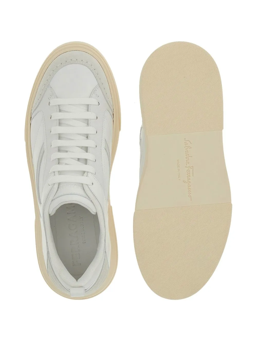 Shop Ferragamo Panelled Low-top Sneakers In White