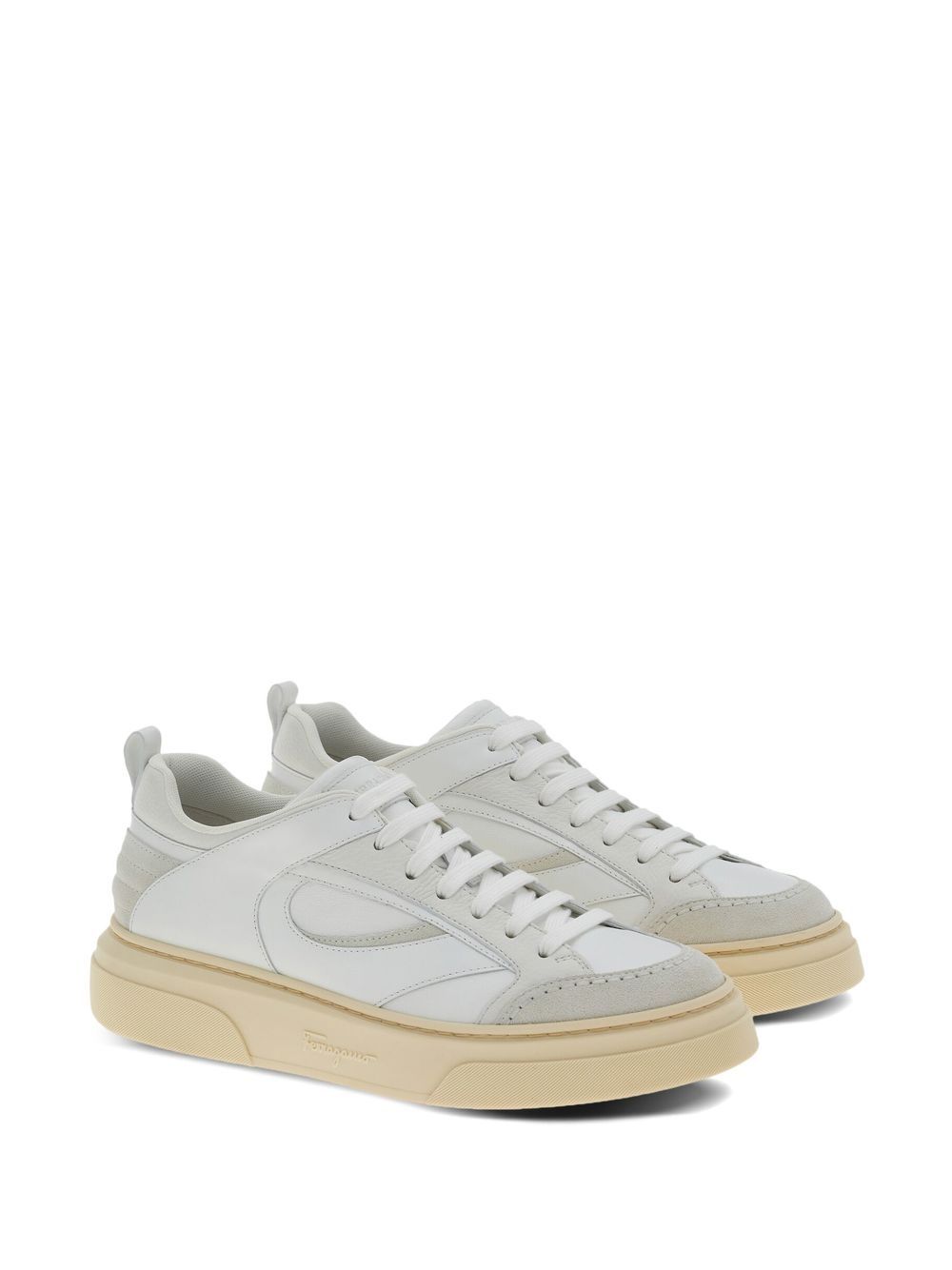 Shop Ferragamo Panelled Low-top Sneakers In White