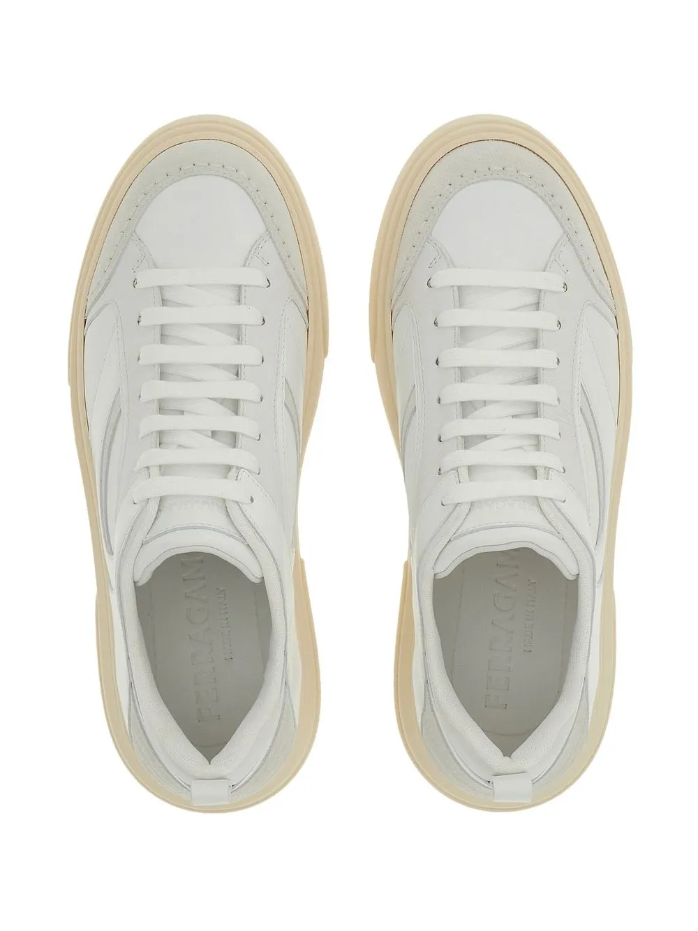 Shop Ferragamo Panelled Low-top Sneakers In White