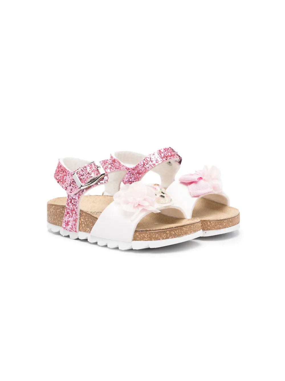 Monnalisa Kids' Leather Open-toe Sandals In Pink