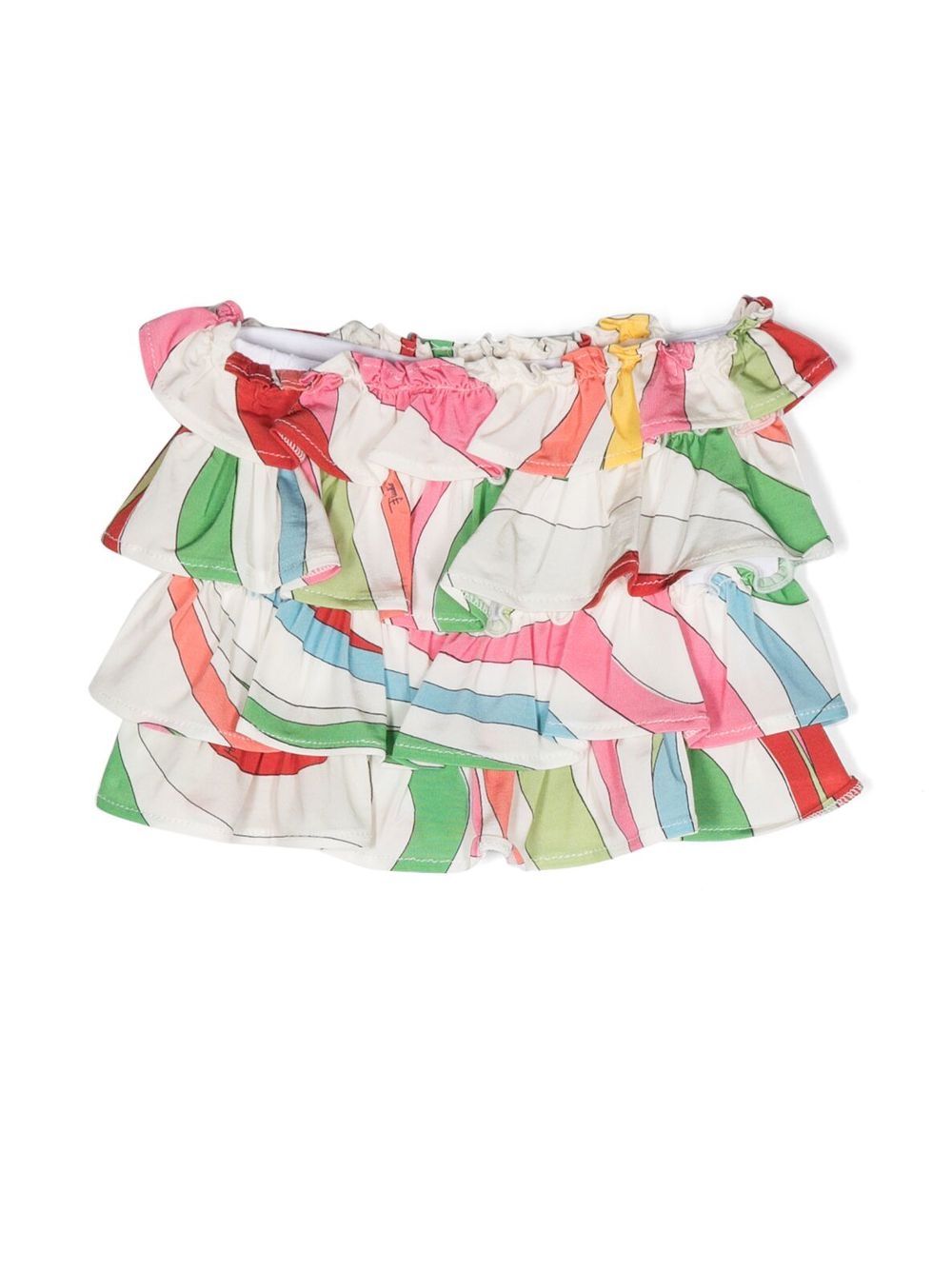 

PUCCI Junior swirl-print tiered skirt - Neutrals