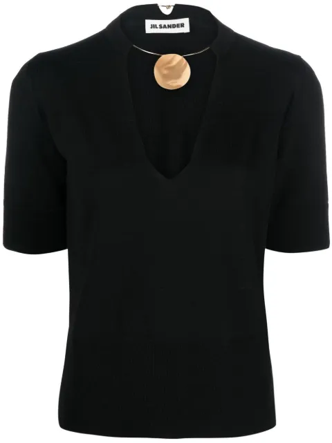 Jil Sander choker-neck short-sleeve top