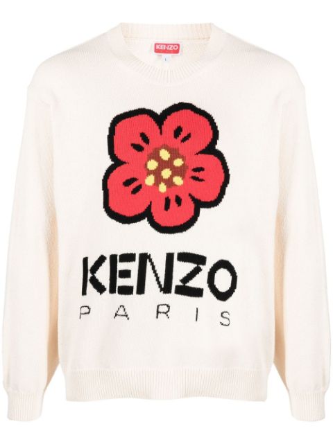 Kenzo Boke Flower-intarsia crew-neck jumper