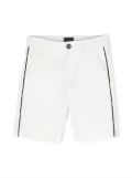 Fay Kids logo-stripe chino shorts - White