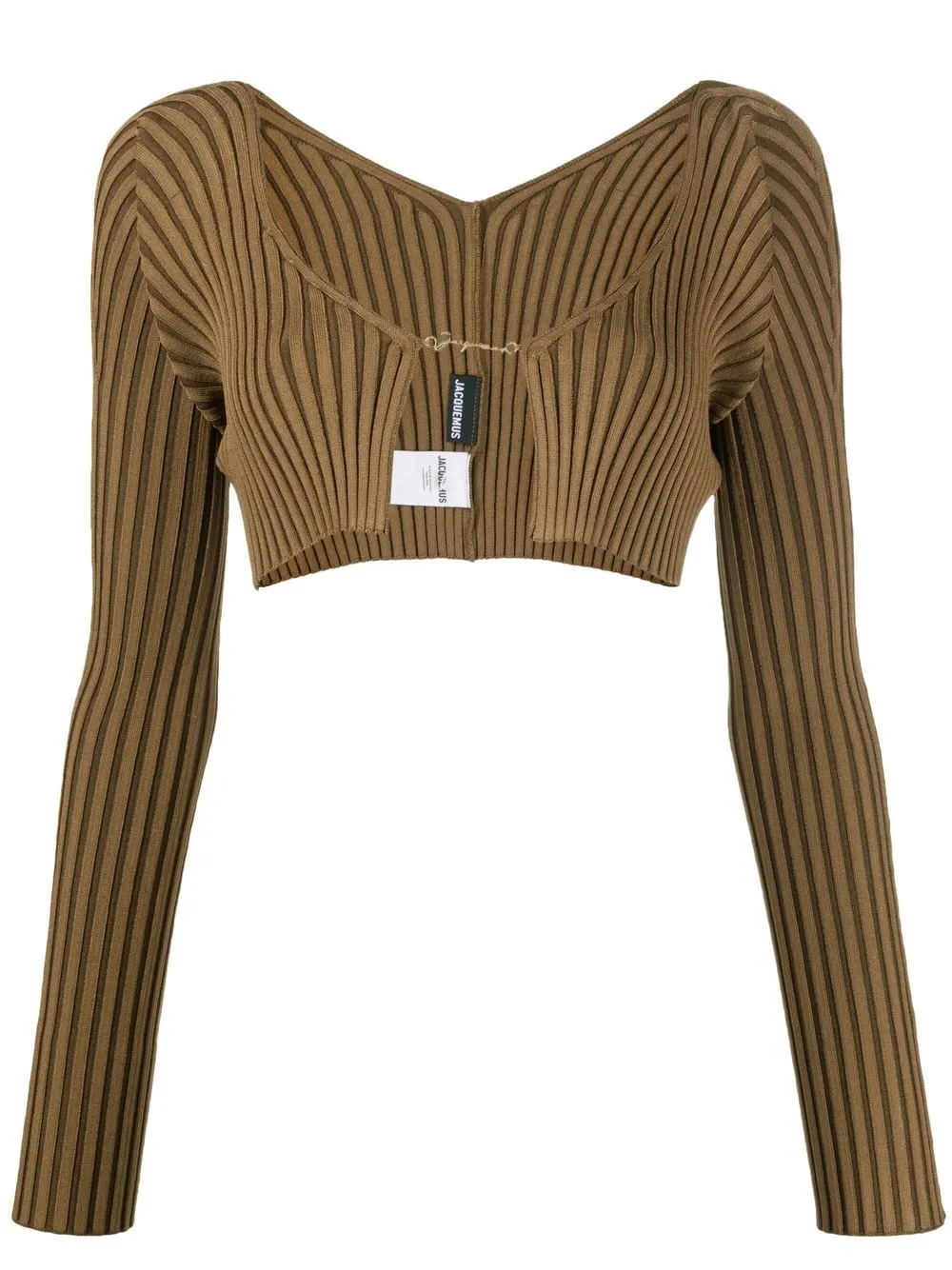 Jacquemus Logo-lettering Cropped Cardigan In Braun