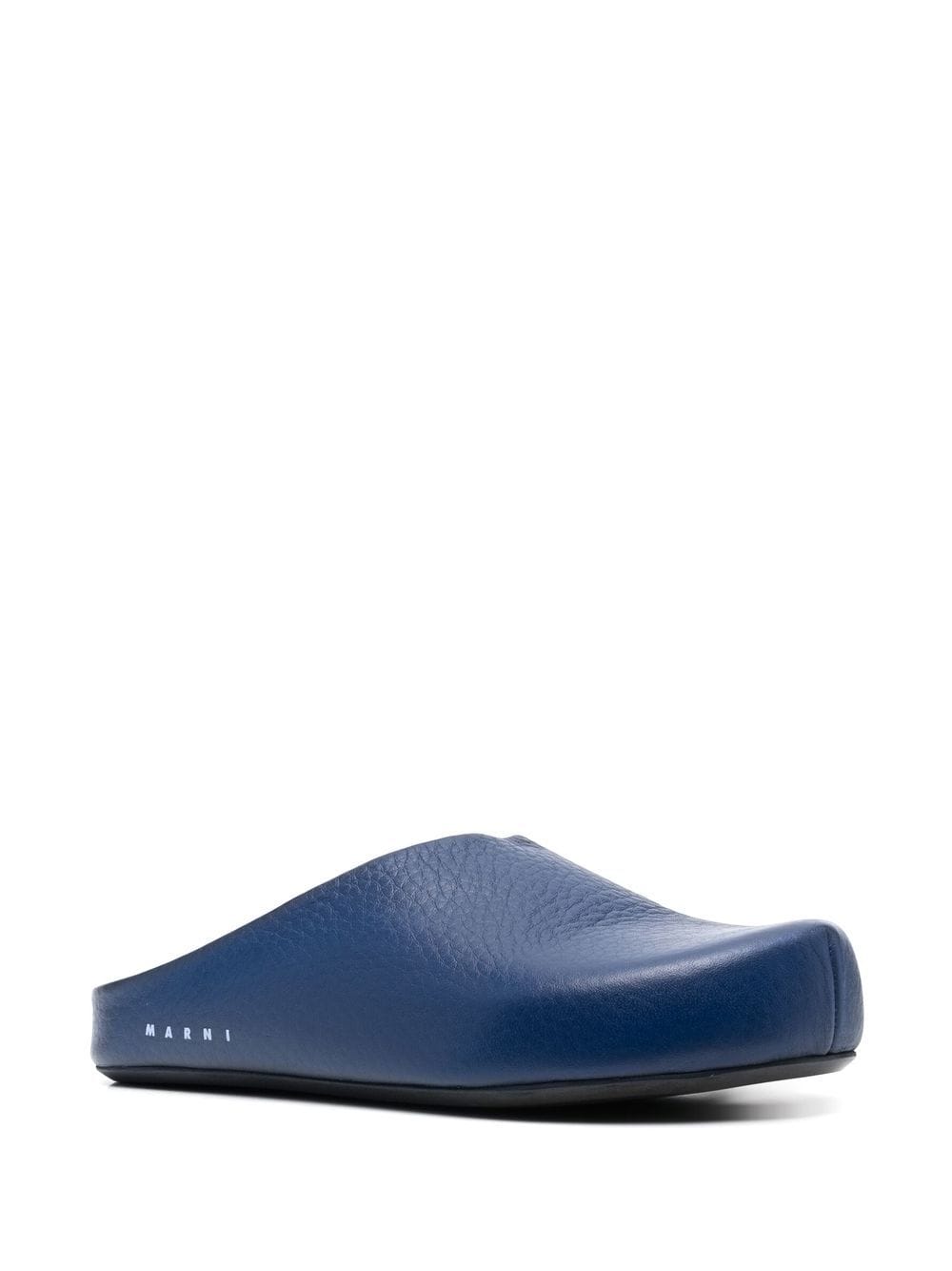 Shop Marni Textured-leather Slippers In Blue